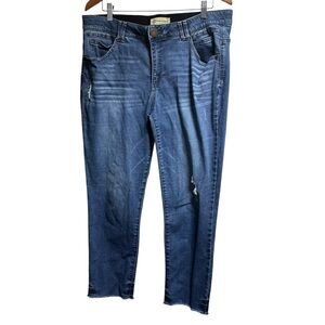 Democracy Absolution Distressed Hem Ankle Jeans Blue Stretch Denim  #553‎
